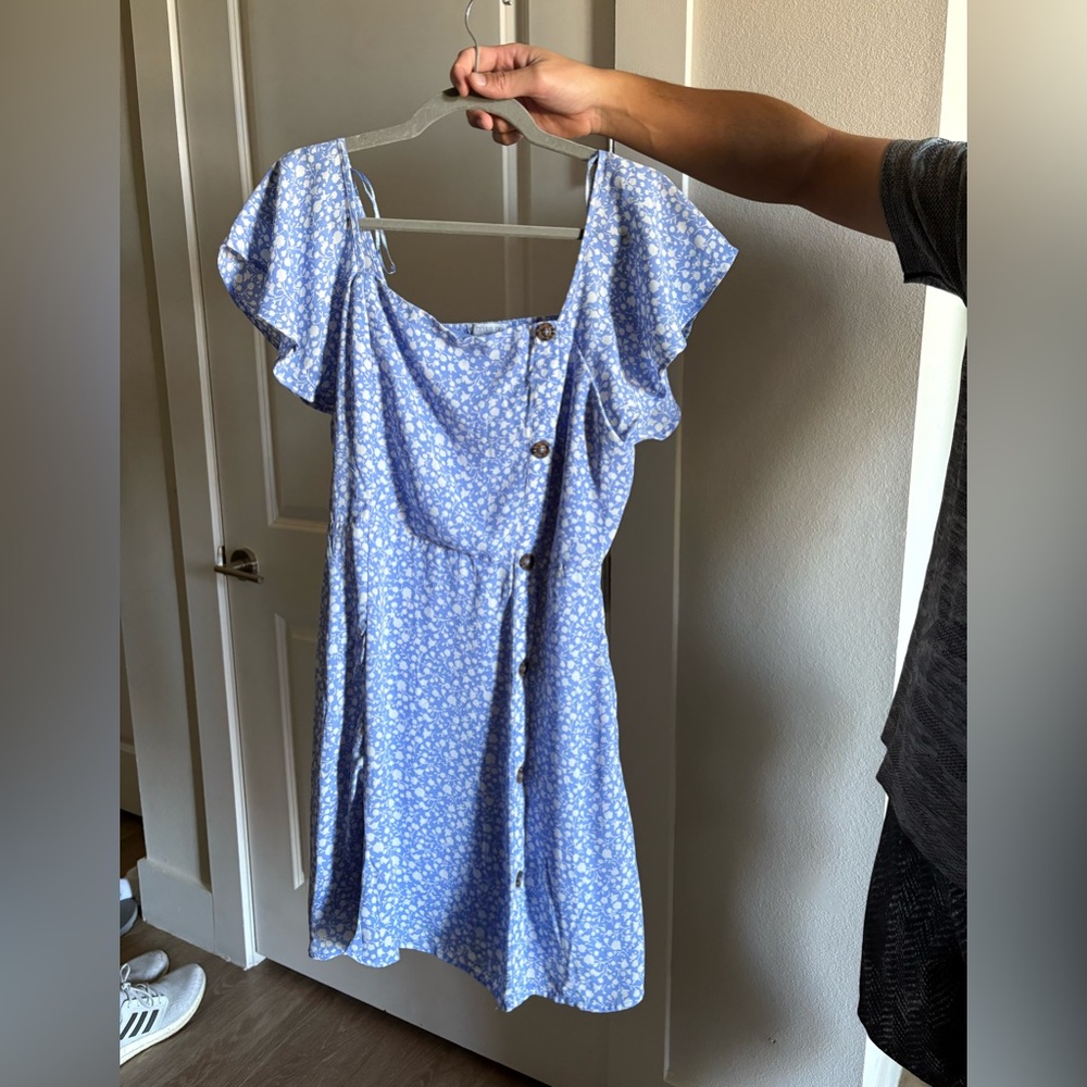Sienna Sky Light Blue Floral Mini Dress